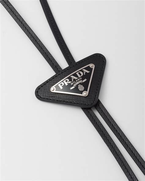 prada triangle logo tie|Black Saffiano Leather Bolo Tie .